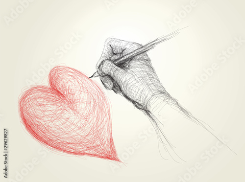 Hand drawing a heart / realistic sketch (not auto-traced)