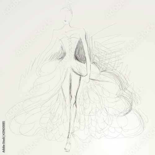 Fashion sketch / Wedding dress (not auto-traced)