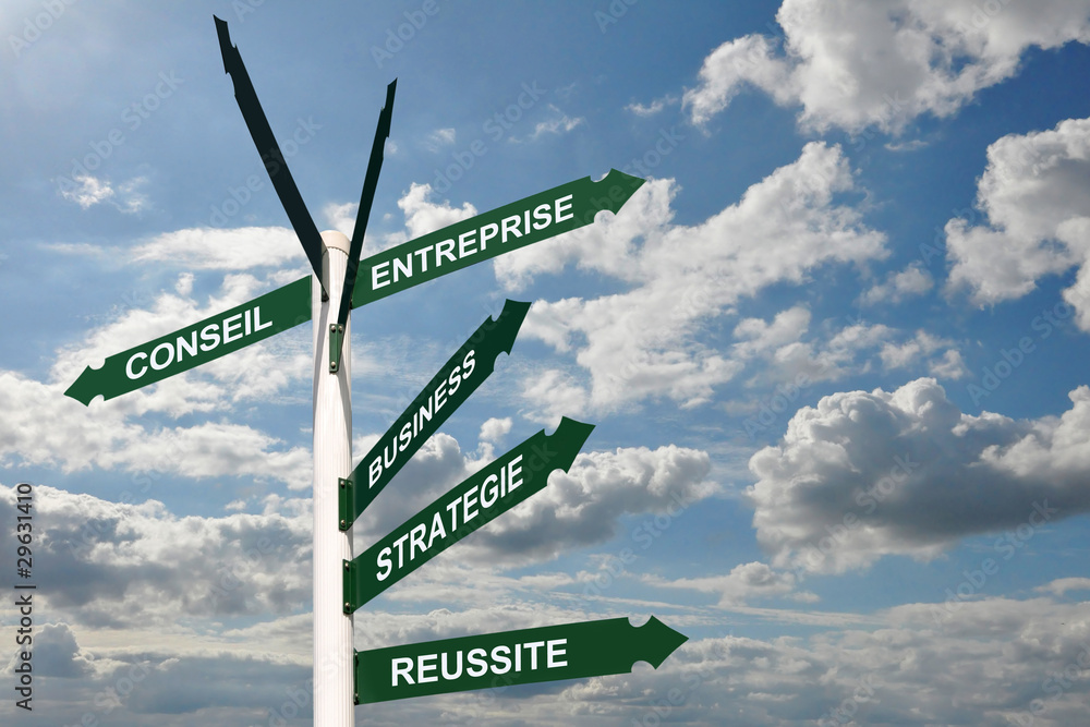 © Delphotostock - Panneaux de direction création conseil business