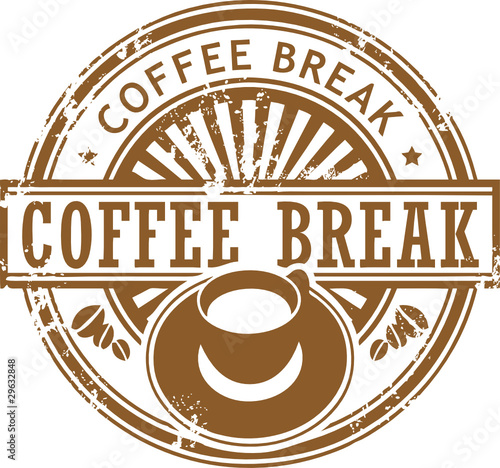 Grunge stamp with coffee cup and the text coffee break