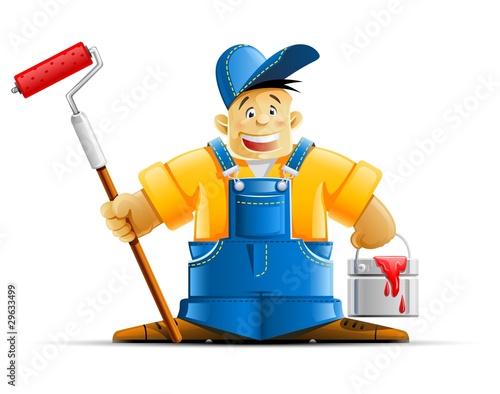 painter with and paint vector