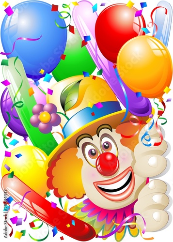 Pagliaccio Palloncini-Maschera-Carnival Clown's Face-Vector