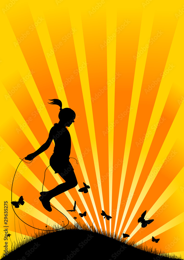 Obraz premium girl with skipping rope