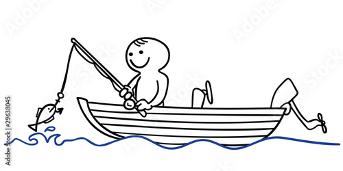 figur auf boot beim angeln