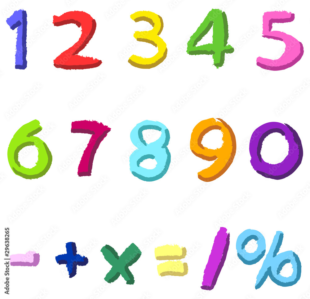 Colorful hand drawn numbers Colorful hand drawn numbers