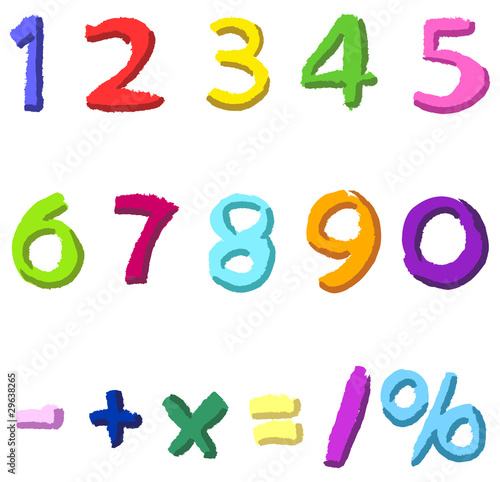 Colorful hand drawn numbers