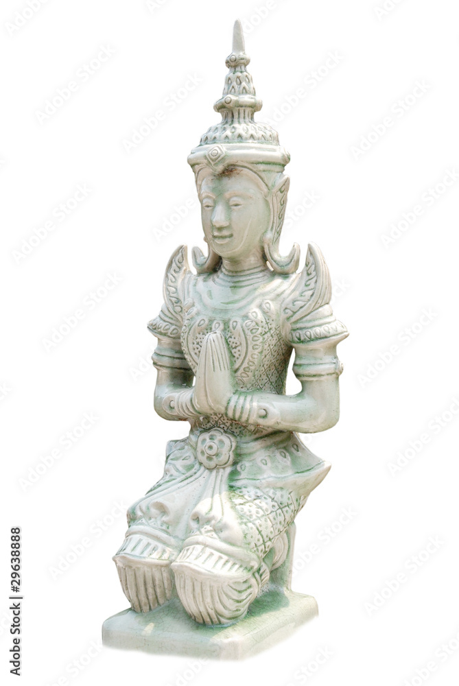 Ceramic statue of praying thai woman