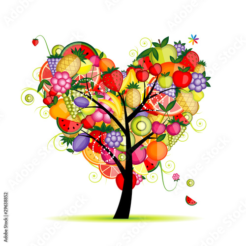 Energy fruit tree heart shape for your design