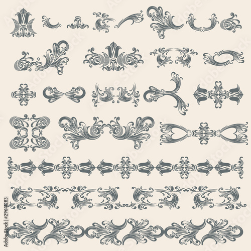 Set of floral elements
