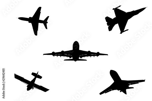 aircraft silhouettes isolated on a white background