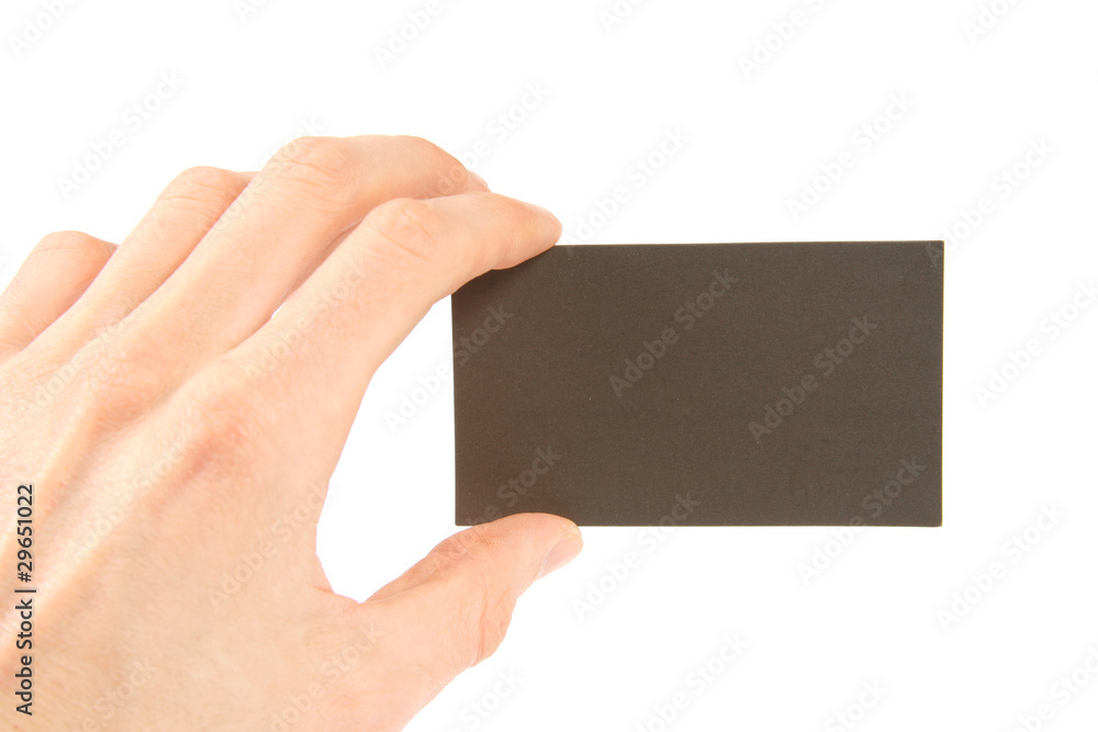 hand holding empty business card hand holding empty business card