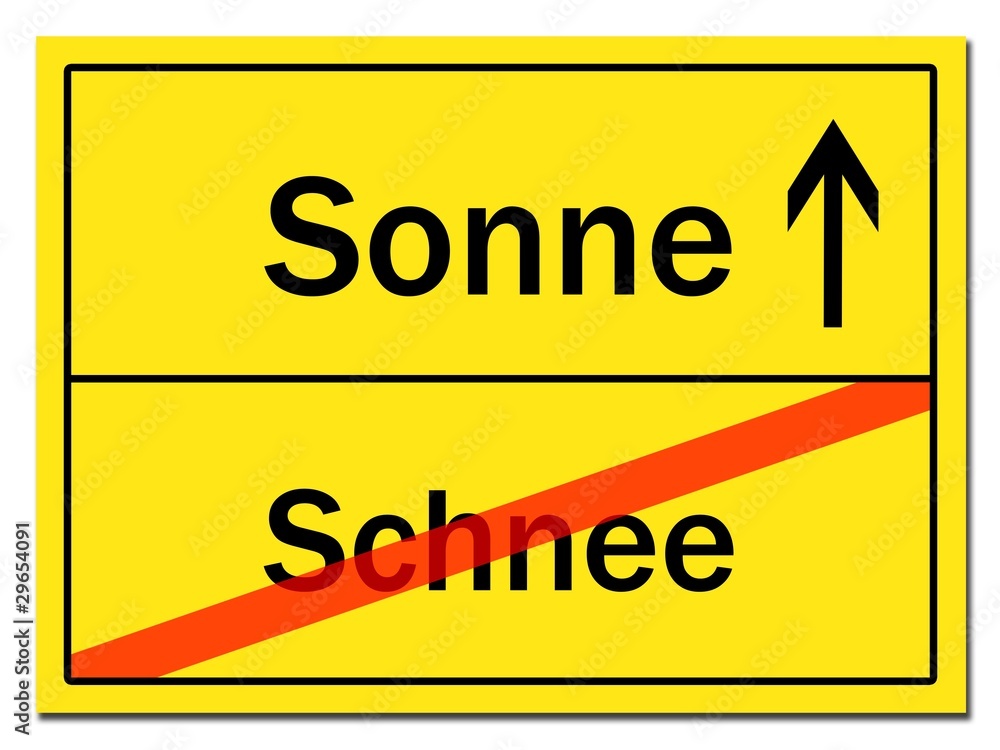 sonne schnee schild