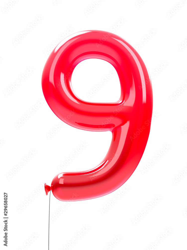 balloon number 9 red balloon number 9 red