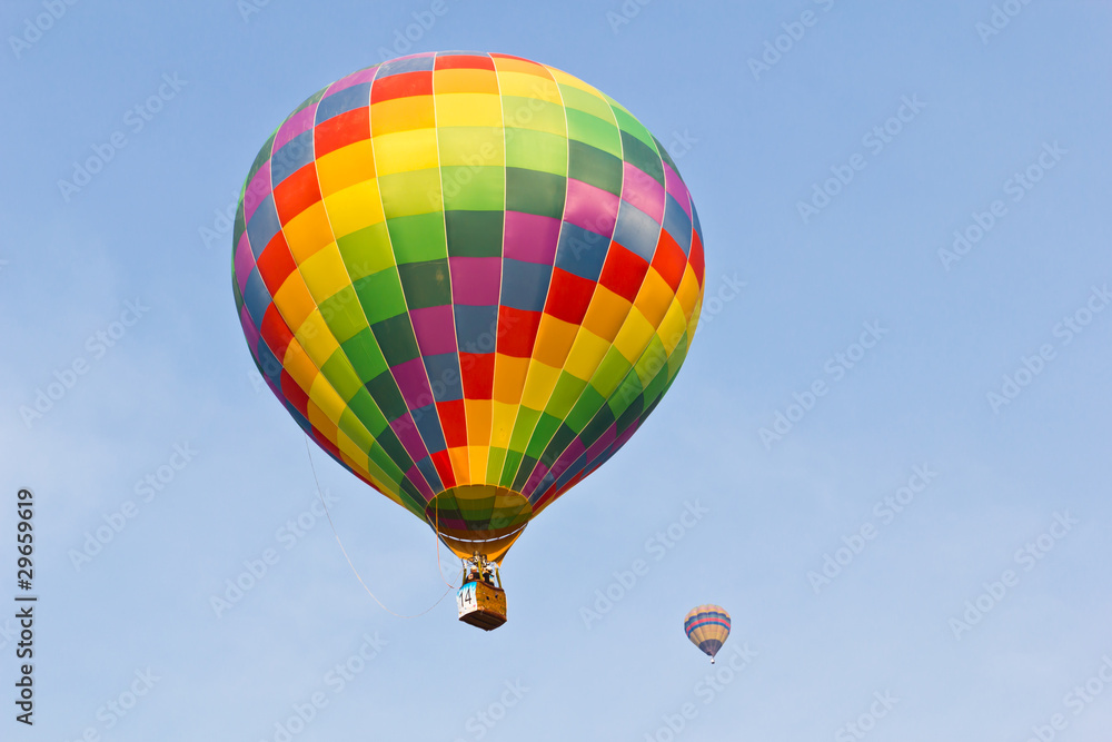 colorful hot air balloon against blue sky colorful hot air balloon against blue sky