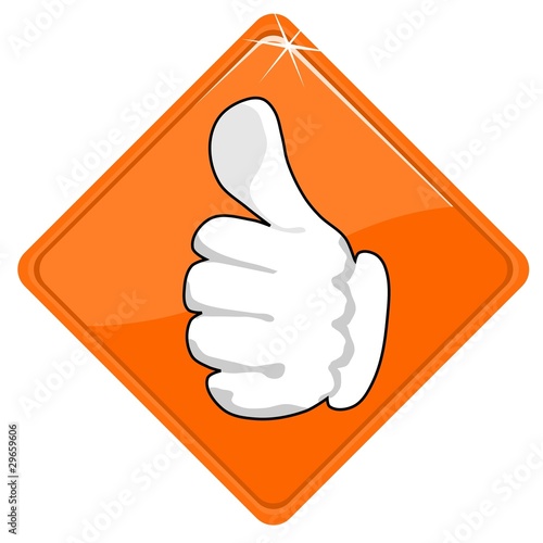 Thumb up on orange sign