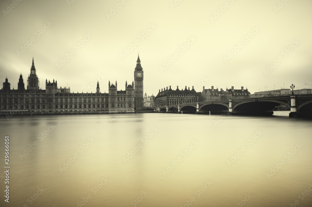 Gloomy and dark image of Houses of Parliament