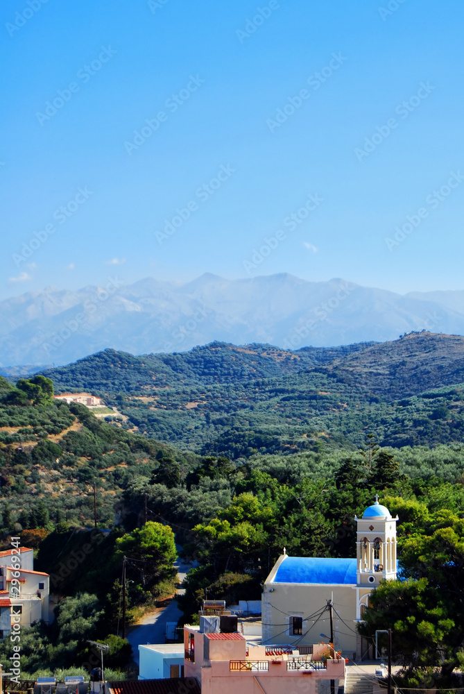 white and blue church on crete