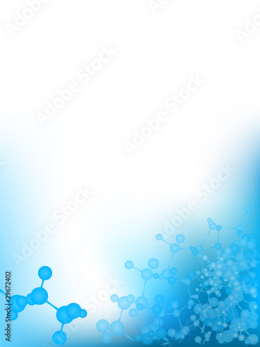 Blue scientific background with molecules, vector illustration