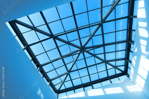 texture of contemporary ceiling inside blue business hall