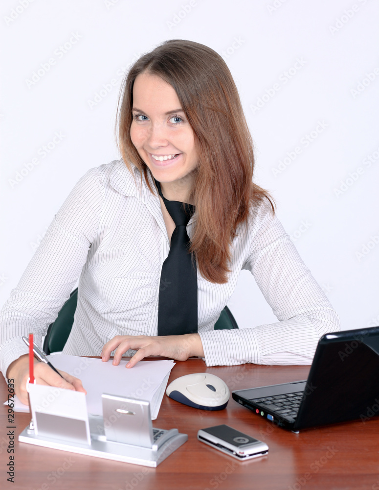 attentive businesswoman signing document attentive businesswoman signing document