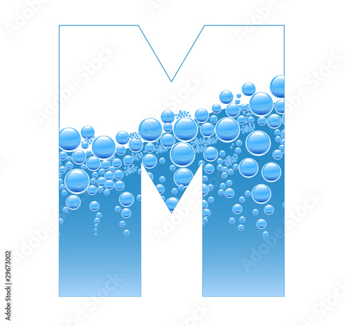 Bubbles and Water Isolated Alphabet Letter M
