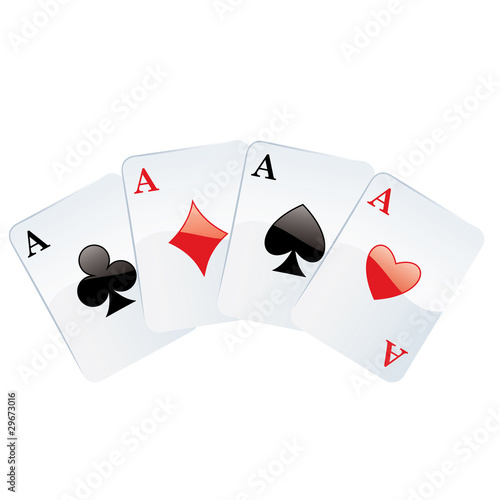 Jeux de cartes. Carré d'as. poker gagnant