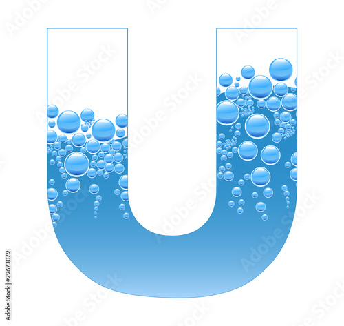Bubbles and Water Isolated Alphabet Letter U