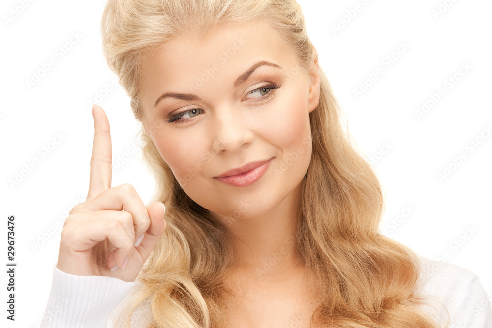 woman with her finger up