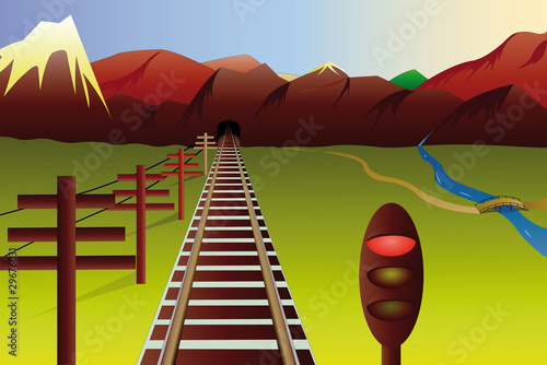 mountain landscape with railway