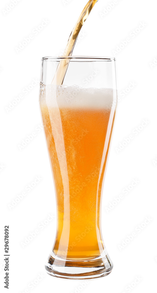 Pouring Beer into glass isolated on white background Pouring Beer into glass isolated on white background