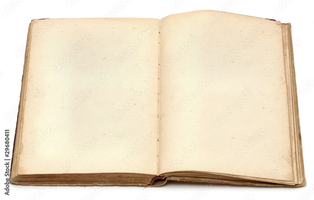 an old book with blank yellow stained pages an old book with blank yellow stained pages