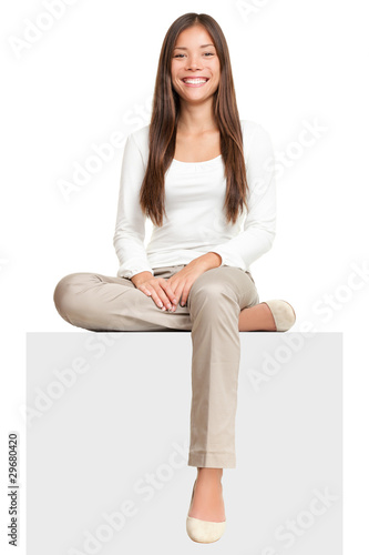 Принти на полотні Sign people - woman sitting on sign