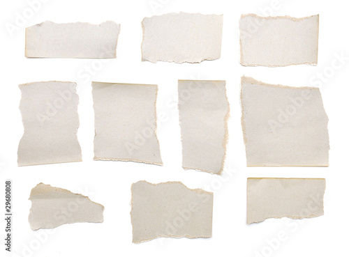 collection of grey ripped pieces of paper