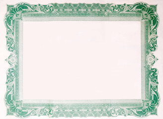 Old Vintage Stock Certificate Empty Border Frame