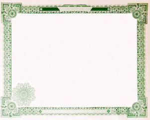 Old Vintage Stock Certificate Empty Border 1914
