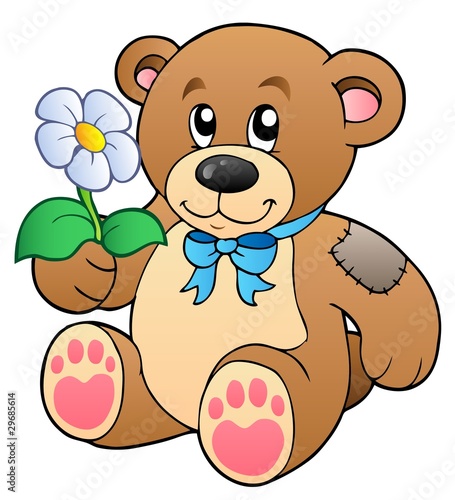 Cute teddy bear with flower