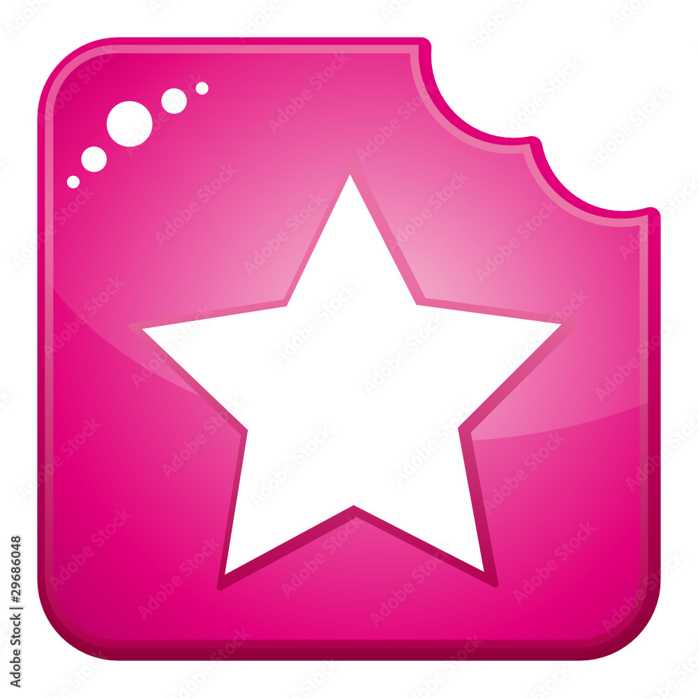 Pink chewed star bookmark or list icon Pink chewed star bookmark or list icon