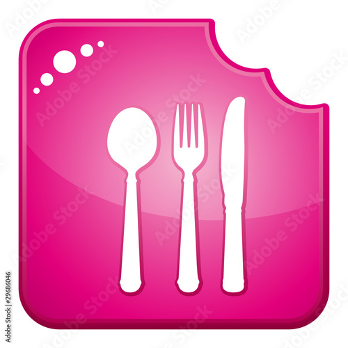 Pink chewed dining symbols icon