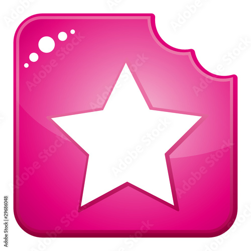 Pink chewed star bookmark or list  icon