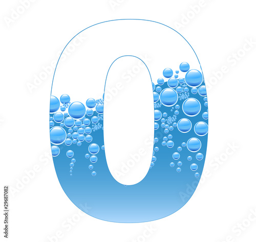 Bubbles and Water Isolated Alphabet Number Zero 0