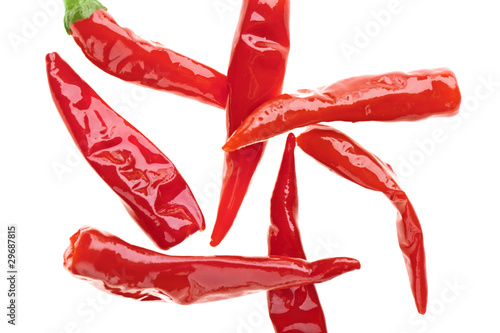 Red chili peppers isolated over white