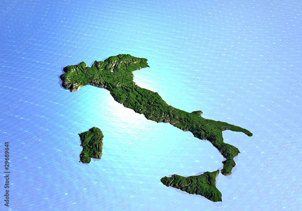 Italia 3d cartina fisica Stock Illustration | Adobe Stock