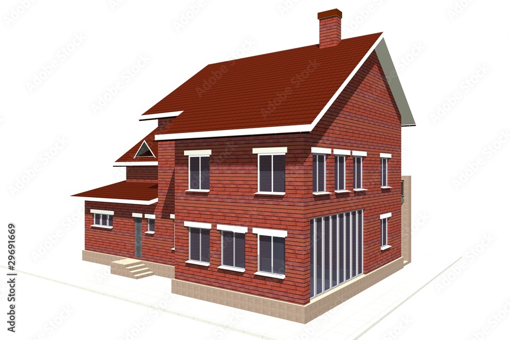 three-dimensional house on a white background three-dimensional house on a white background