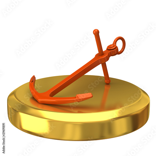 Orange anchor on gold podium