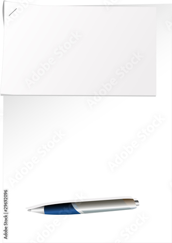 Sheets of paper and pen