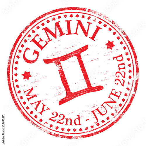 "GEMINI" Star sign rubber stamp illustration