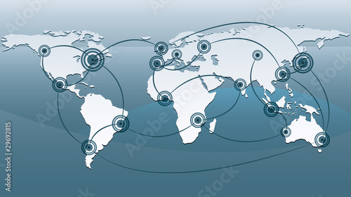 map of the world with spots connected to each other