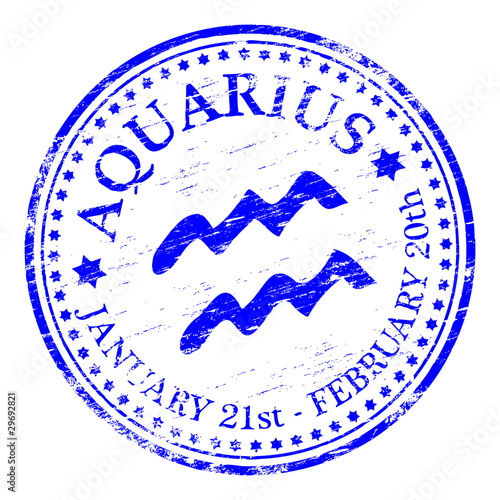 "AQUARIUS" Star sign rubber stamp illustration