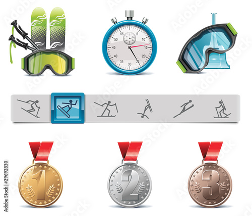Vector skiing icon set
