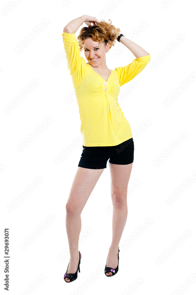 Fototapeta premium Young girl in yellow blouse